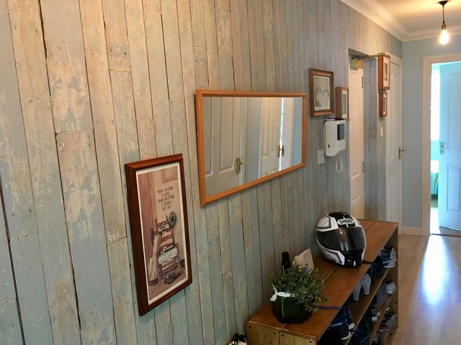 Archiv Papel pintado Country Wood turquesa pastel Ver habitación