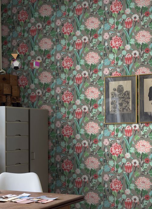 Floral Wallpaper Wallpaper Eleonore shades of red Room View