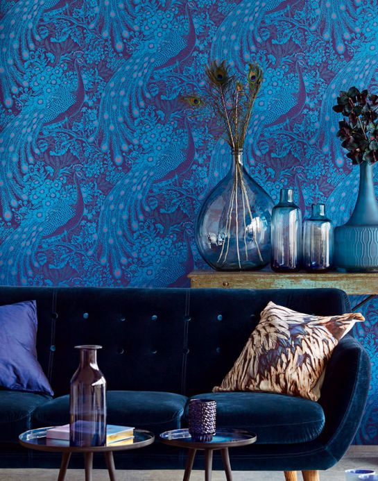 Bird Wallpaper Wallpaper Izanuela pearl blue Room View