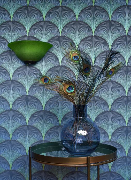 Art Deco Wallpaper Wallpaper Imperia blue shimmer Room View
