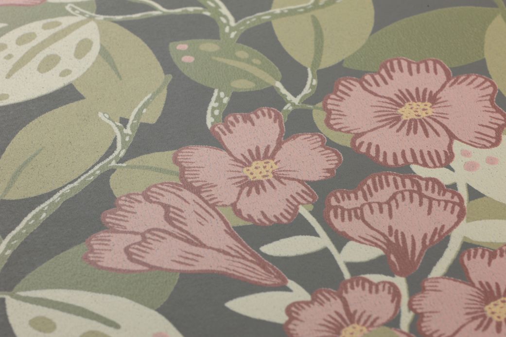 Floral Wallpaper Wallpaper Hedera green grey Detail View