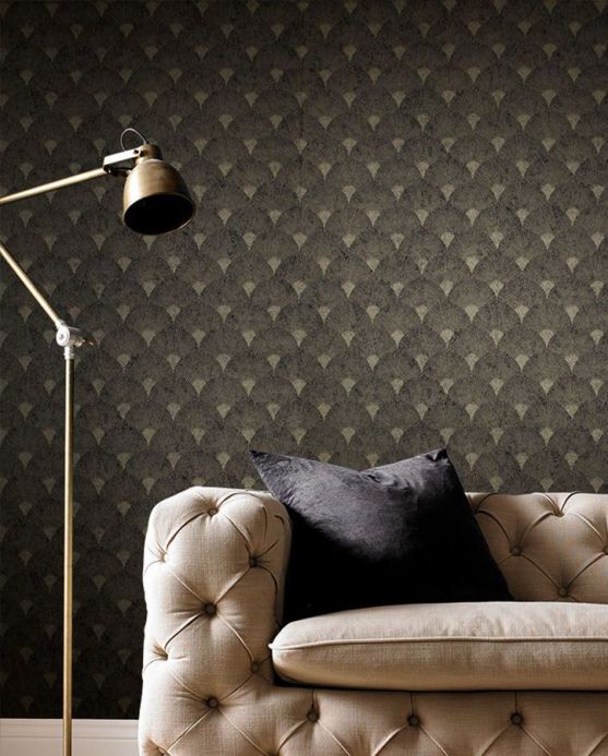 Golden Wallpaper Wallpaper Helene black grey Room View