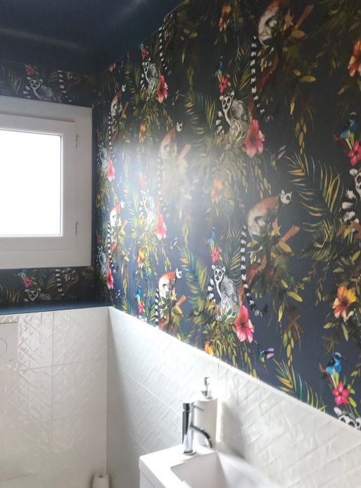 Paper-based Wallpaper Wallpaper Madagascar steel blue Room View