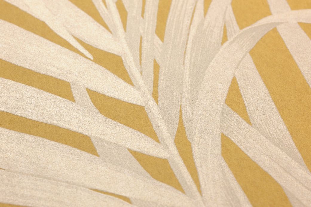 Carta da parati botanica Carta da parati Palmetto giallo sabbia Visuale dettaglio
