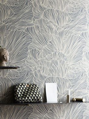 Wallpaper Coral umbra grey Room View