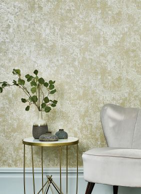 Wallpaper Plaster Effect gold shimmer Raumansicht
