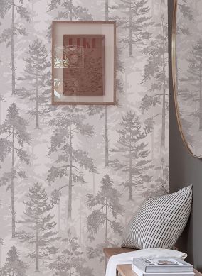 Wallpaper Forest Bathing light grey Raumansicht