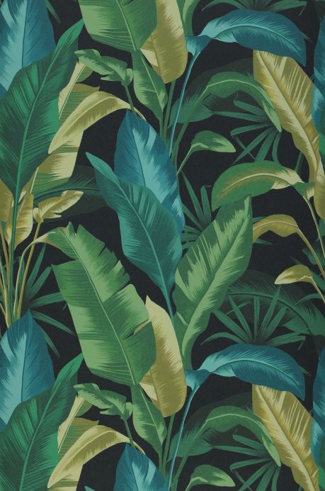Papier peint avec des feuilles et du feuillage Papier peint Aruba anthracite Largeur de lé