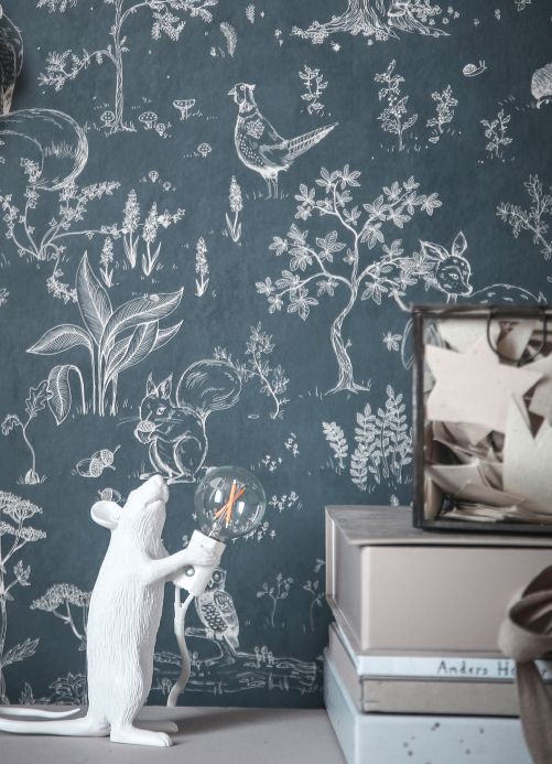 Scandinavian Wallpaper Wallpaper Hollie light grey blue Room View
