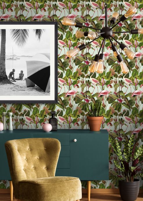 Mindthegap Wallpaper Wall mural Beverly Hills shades of green Room View