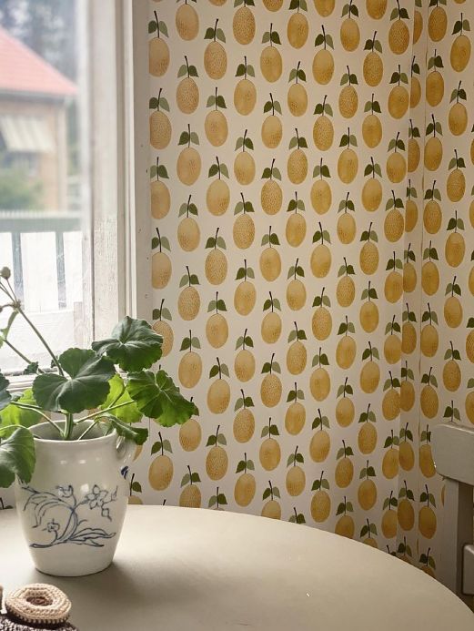 Botanical Wallpaper Wallpaper Henriette golden yellow Room View