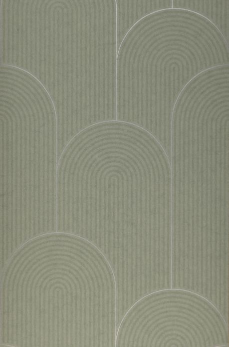 Papel pintado Art Decó Papel pintado Fitzgerald gris verdoso Ancho rollo