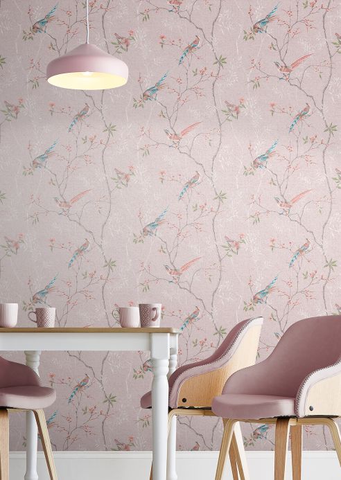 Forest and Tree Wallpaper Wallpaper Comtesse pale pink Room View