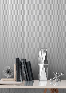 Wallpaper Serika white aluminium Room View