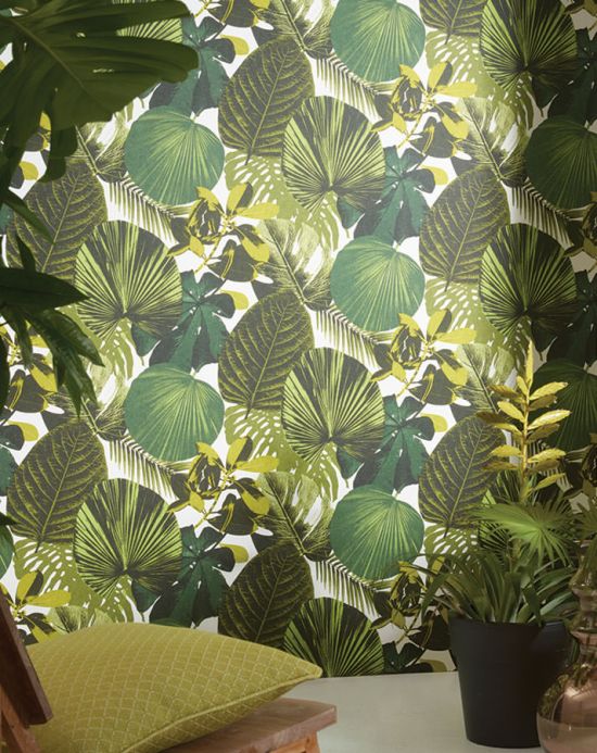 Botanical Wallpaper Wallpaper Venaria fern green Room View