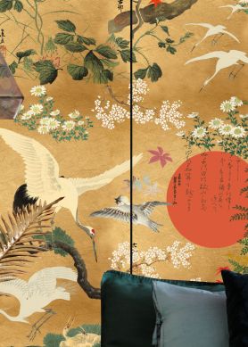 Wall mural Byobu Classic gold Raumansicht