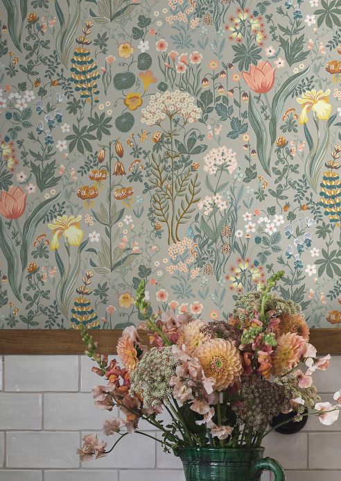 Styles Wallpaper Isabelle stone grey Room View