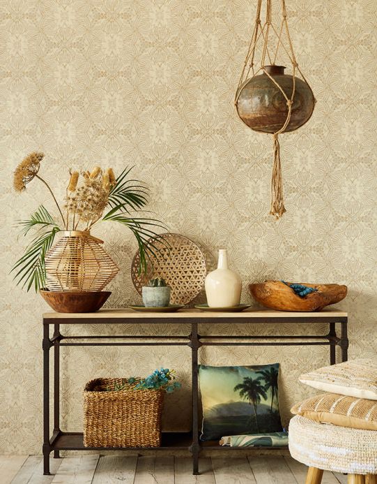 Cream Wallpaper Wallpaper Marrakesh pearl beige Room View