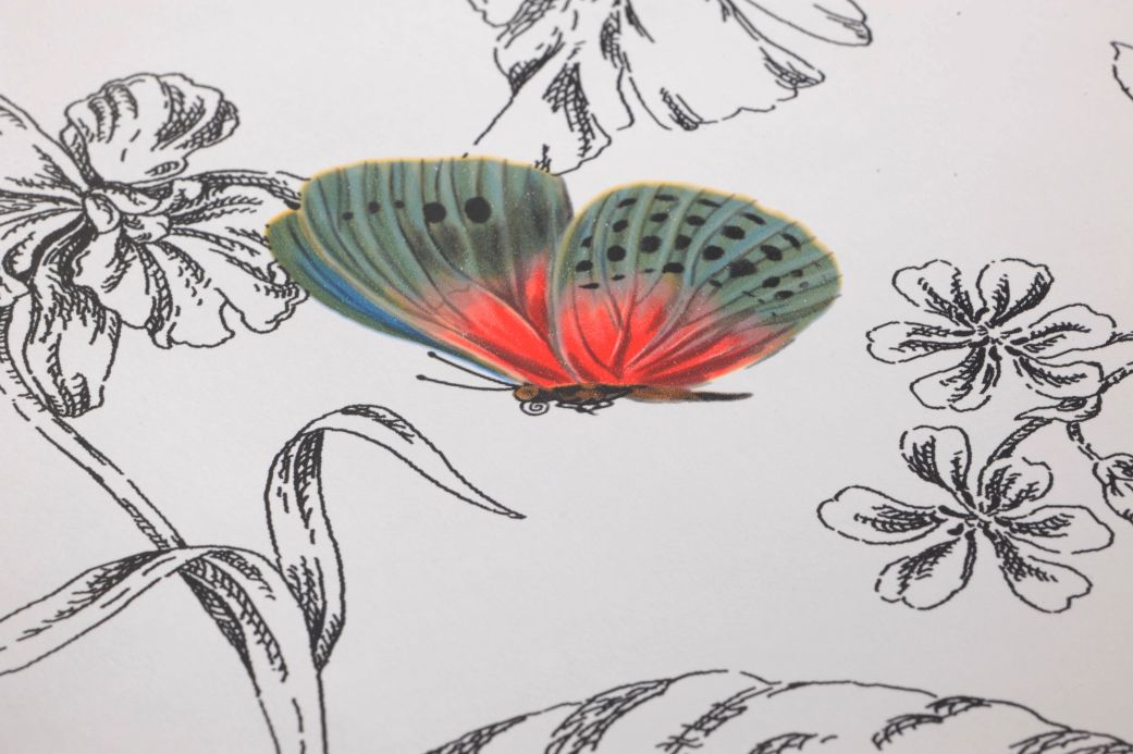 Carta da parati con farfalle Carta da parati Henrika bianco Visuale dettaglio