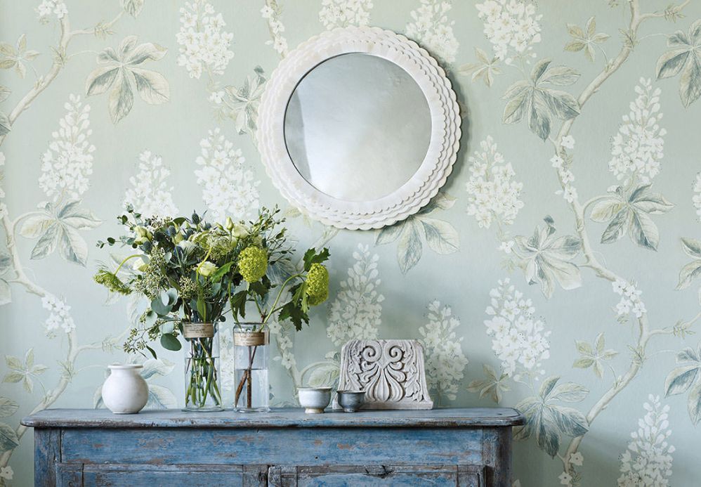 Non-woven Wallpaper Wallpaper Hera green beige Room View