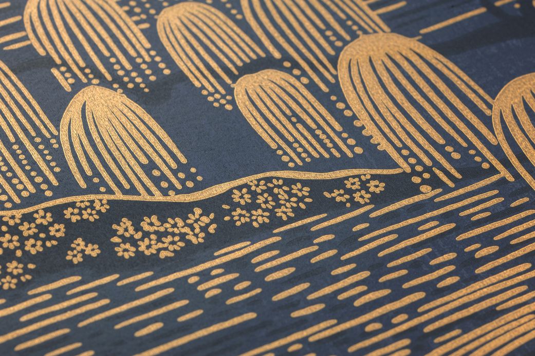 Vliestapeten Tapete Japanese Garden Dunkelgraublau Detailansicht