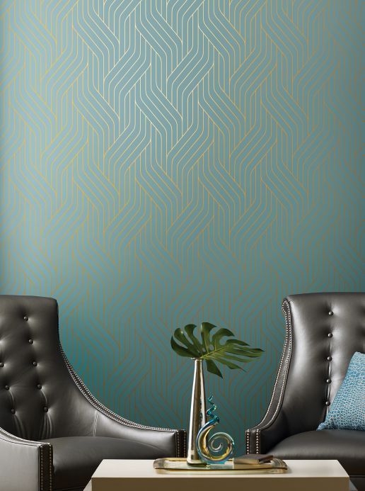Modern Wallpaper Wallpaper Flapper pastel turquoise Room View