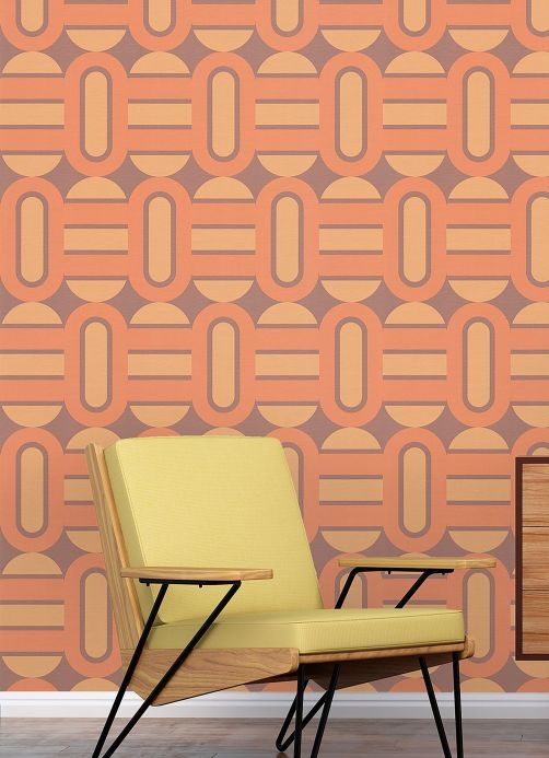 Geometric Wallpaper Wallpaper Indica pale brown red Room View