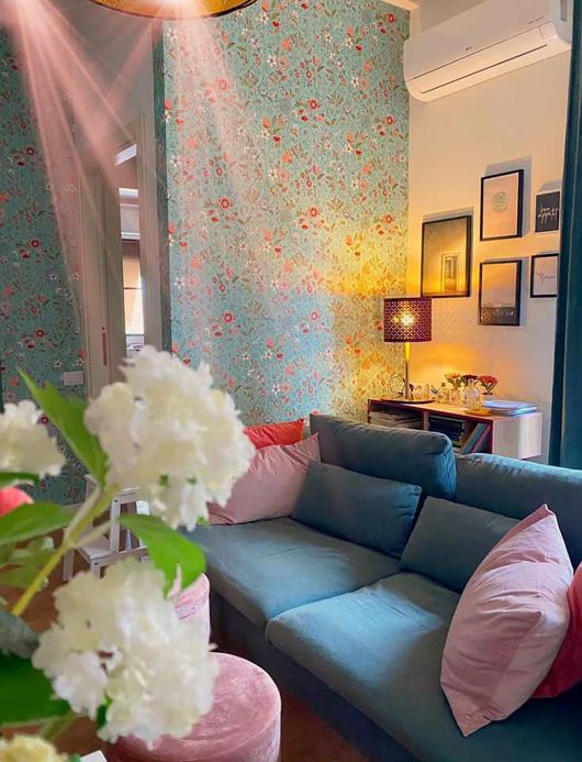 Design Wallpaper Wallpaper Carline light mint turquoise Room View