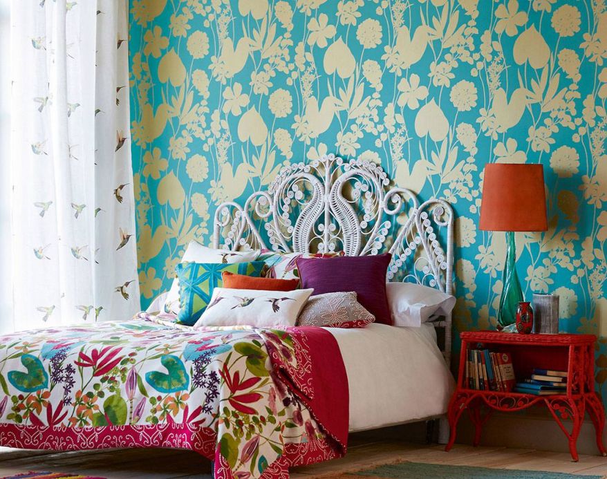 Archiv Wallpaper Jersey turquoise Room View