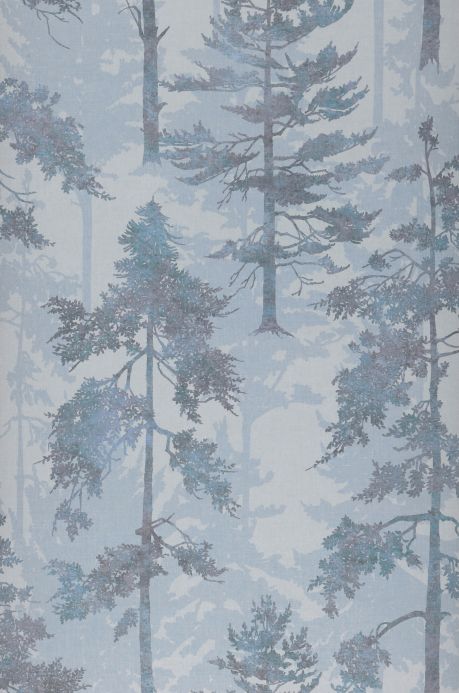 Material Wallpaper Forest Bathing blue grey Roll Width