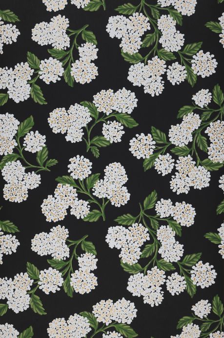Floral Wallpaper Wallpaper Hydrangea black Roll Width