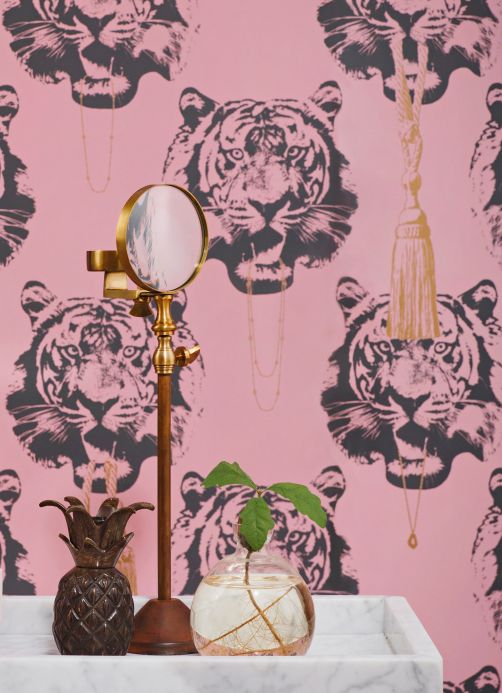 Papel de parede Lisa Bengtsson Papel de parede Coco Tiger rosa claro Ver ambiente