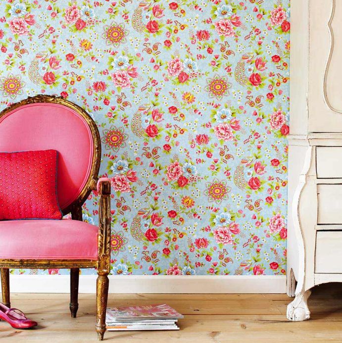 Archiv Wallpaper Ludmilla pastel turquoise Room View