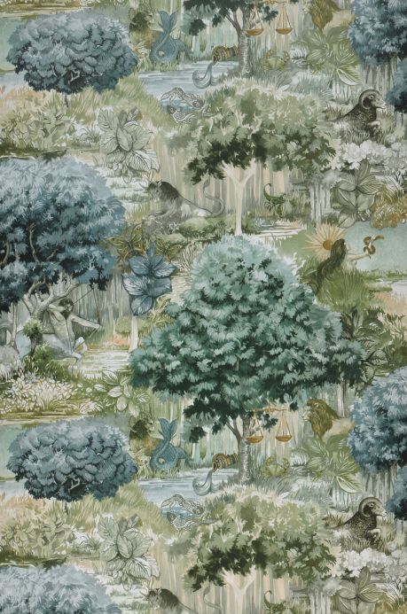 Papel pintado de bosque y árboles Papel pintado Zodiac Forest verde Ancho rollo