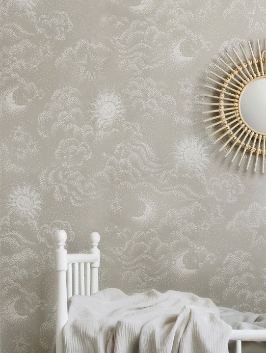 Children’s Wallpaper Wallpaper Sky Dreams silky grey Room View