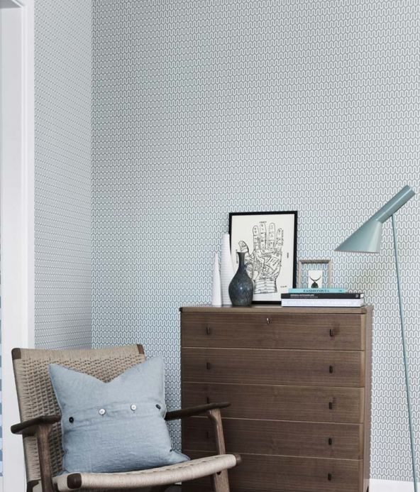 Bedroom Wallpaper Wallpaper Hermod mint grey Room View
