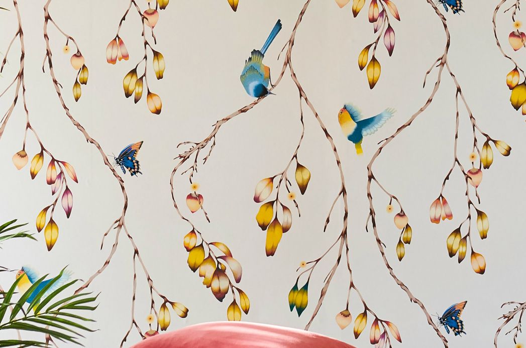 Bird Wallpaper Wallpaper Francine cream white Room View