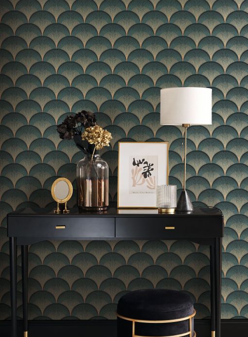 Styles Wallpaper Imperia green shimmer Room View