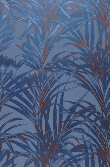Papel de parede botânico Papel de parede Palmetto azul brilhante Largura do rolo