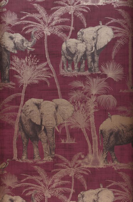 Elephant Wallpaper Wallpaper Raynor pale claret violet Roll Width