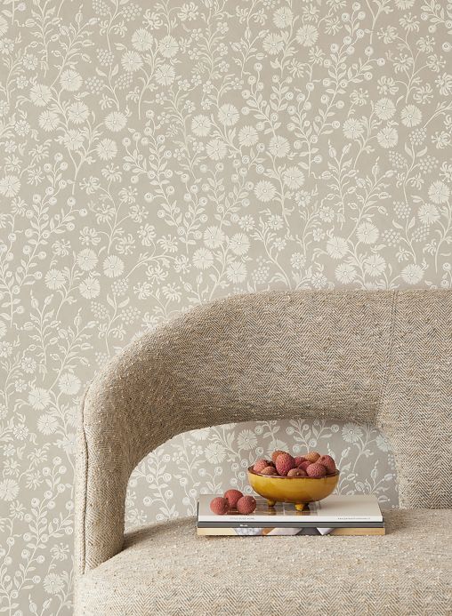 Floral Wallpaper Wallpaper Jessica grey beige Room View