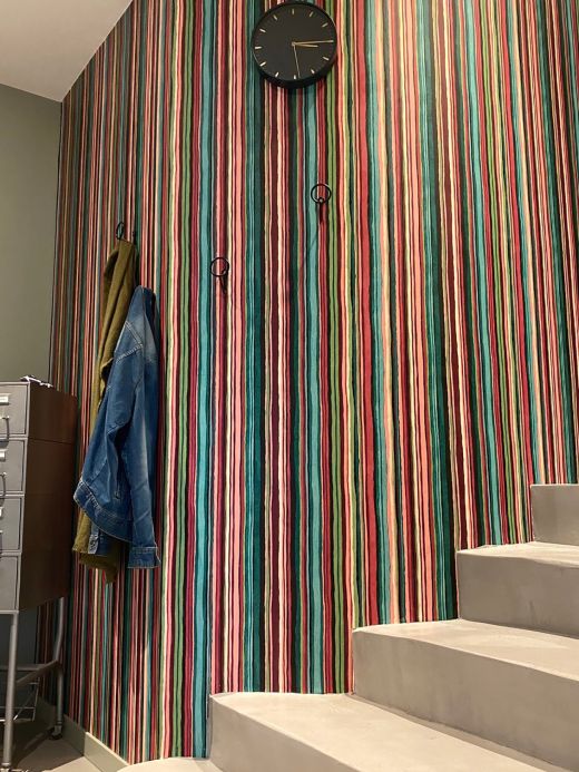 Striped Wallpaper Wallpaper Zeno claret coloured Room View