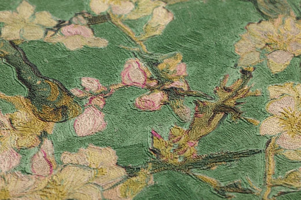 Papier peint avec des motifs de Van Gogh Papier peint VanGogh Blossom vert réséda Vue détail