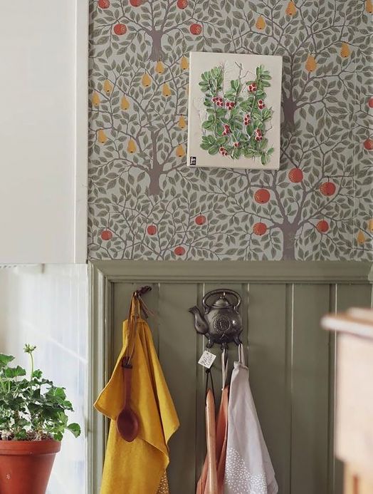 Green Wallpaper Wallpaper Berita moss grey Room View
