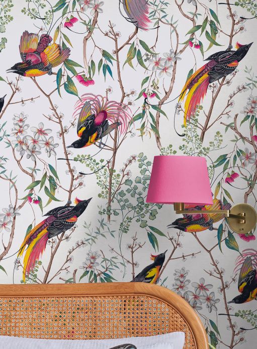 Bird Wallpaper Wallpaper Motley Birds white Room View