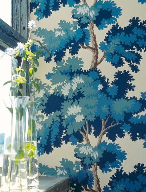 Wallpaper Raphael Trees pastel turquoise Raumansicht