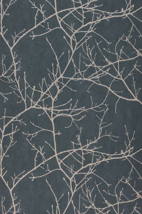 Papier peint de forêts et d’arbre Papier peint Kansai gris bleu Largeur de lé