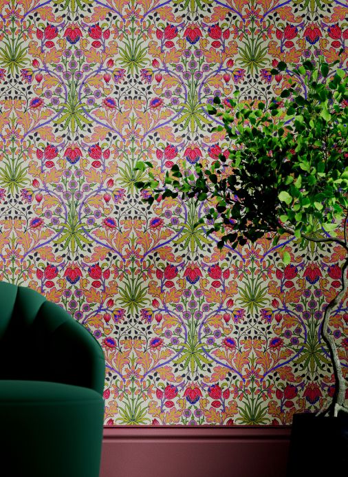 Papel de parede William Morris Papel de parede Hyacinth amarelo alaranjado Ver ambiente