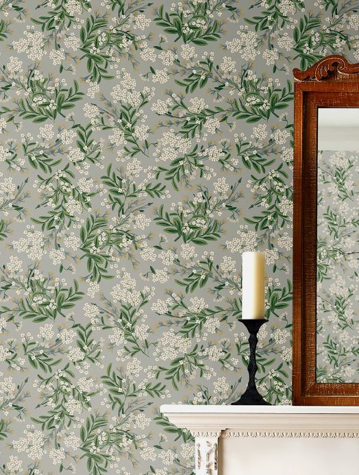 Rifle Paper Wallpaper Wallpaper Cornflower light grey Room View