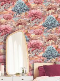 Papel de parede Zodiac Forest rosa